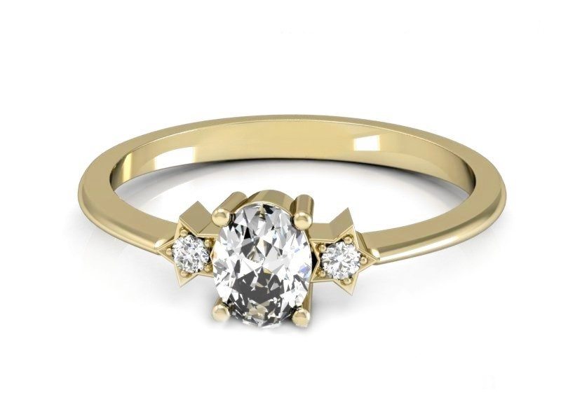 Złoty pierścionek z diamentami żółte złoto - P15200z — zdjęcie 2