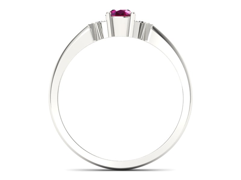 Pierścionek z rubinem i brylantami białe złoto - P15201br — zdjęcie 2