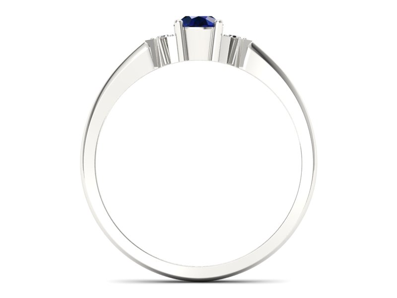 Pierścionek z szafirem i brylantami białe złoto - P15201bsz — zdjęcie 2