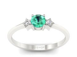 Złoty Pierścionek ze szmaragdem i brylantami - P15201bszm