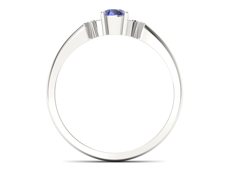 Pierścionek z tanzanitem białe złoto i brylantami - P15201bt — zdjęcie 2