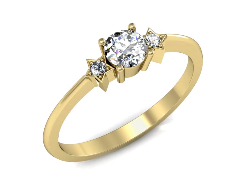 Złoty pierścionek z brylantami żółte złoto - P15201z — zdjęcie 4