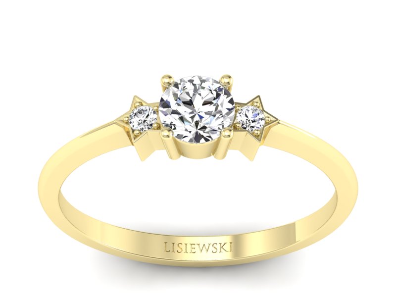 Złoty pierścionek z brylantami żółte złoto - P15201z