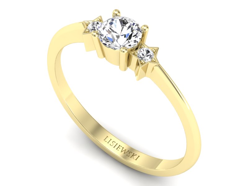 Złoty pierścionek z brylantami żółte złoto - P15201z — zdjęcie 3