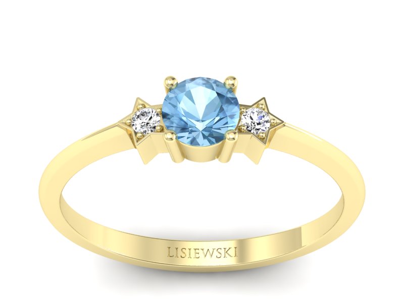 Pierścionek z topazem i brylantami żółte złoto - P15201za