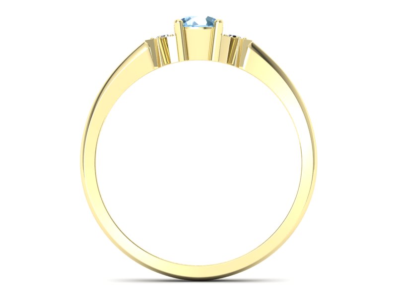 Pierścionek z topazem i brylantami żółte złoto - P15201za — zdjęcie 2