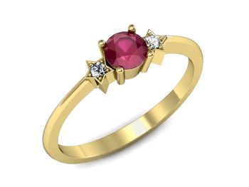 Złoty pierścionek z rubinem i brylantem złoto 585 - P15201zr - 1