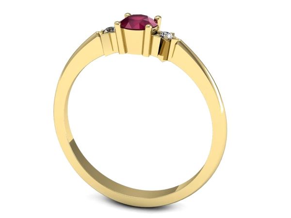 Złoty pierścionek z rubinem i brylantem złoto 585 - P15201zr