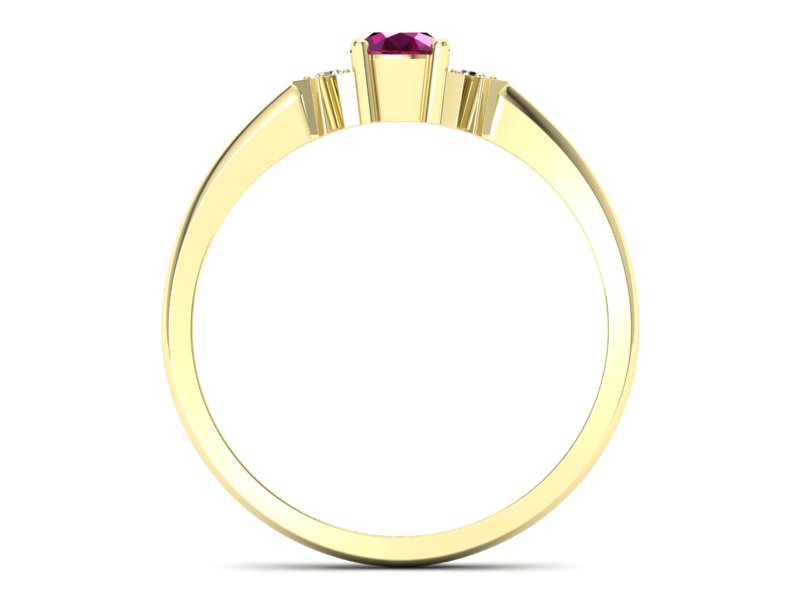 Złoty pierścionek z rubinem i brylantem - P15201zr — zdjęcie 2