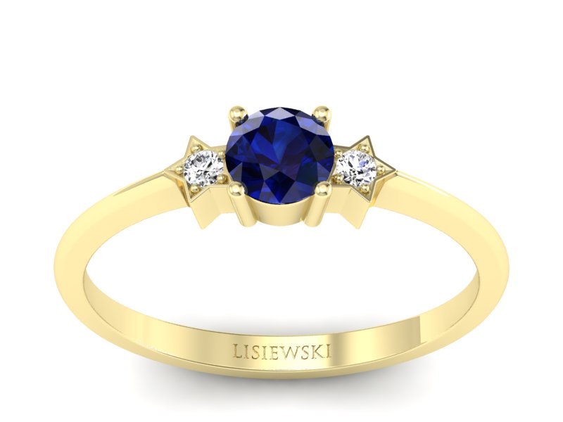 Pierścionek z szafirem i brylantami złoto - P15201zsz