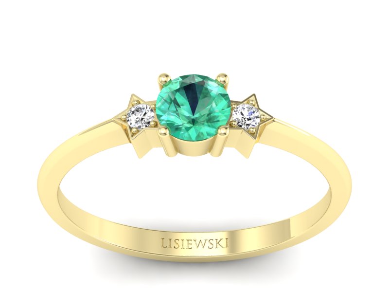 Pierścionek ze szmaragdem i brylantem - P15201zszm