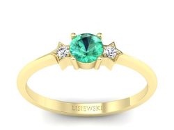 Pierścionek ze szmaragdem i brylantem złoto 585 - P15201zszm