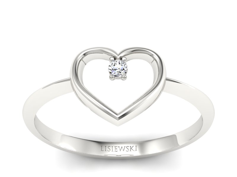 Złoty pierścionek z brylantem białe złoto - p15203b