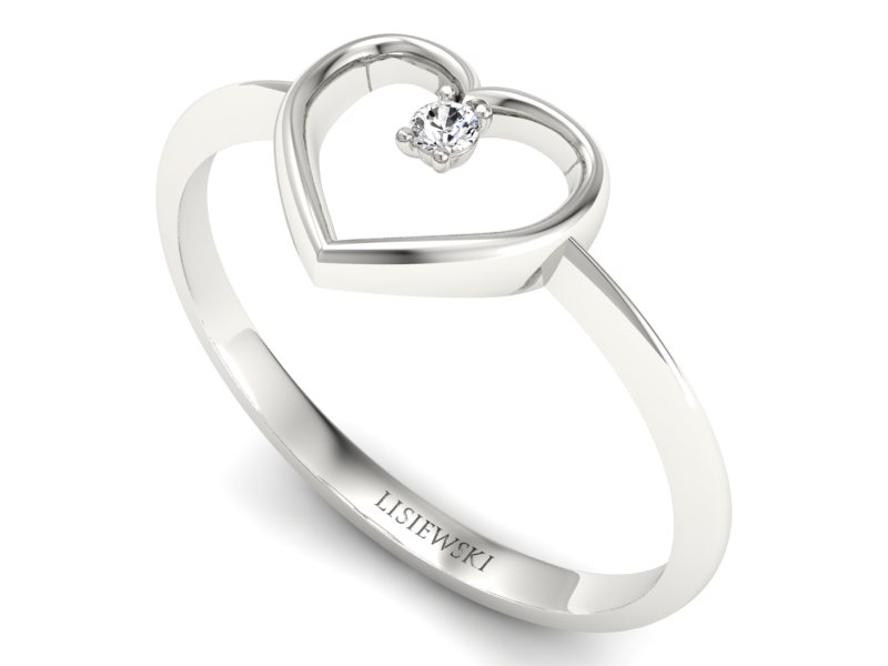Złoty pierścionek z brylantem białe złoto - p15203b — zdjęcie 3