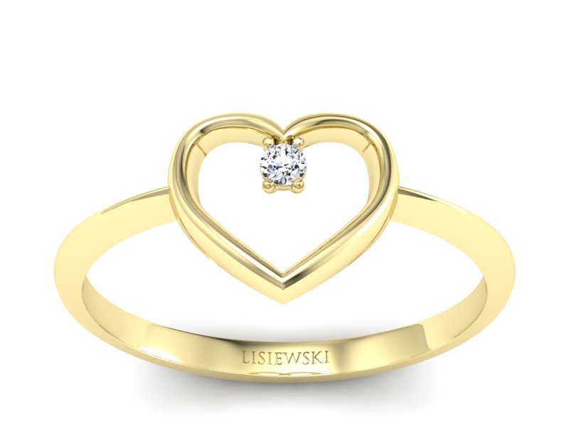Pierścionek zaręczynowy z brylantem żółte złoto - p15203z