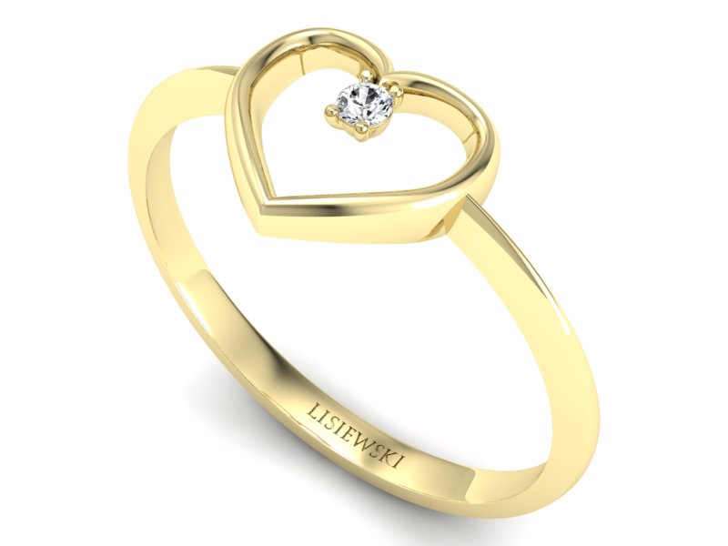 Pierścionek zaręczynowy z brylantem żółte złoto - p15203z — zdjęcie 3