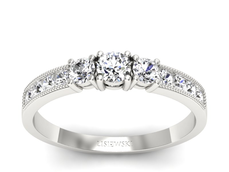 Złoty pierścionek z brylantami białe złoto - p15204b