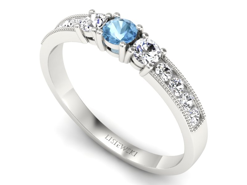 Pierścionek z topazem i brylantami białe złoto - p15204ba — zdjęcie 3