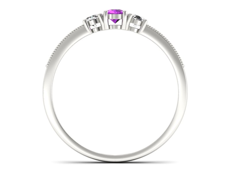 Złoty pierścionek z ametystem i brylantami - p15204bat — zdjęcie 2