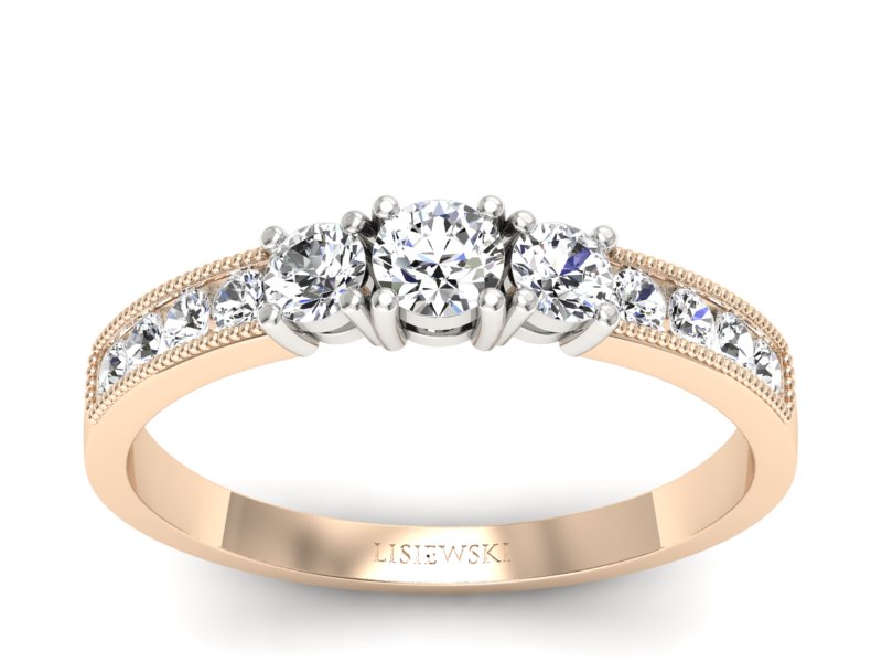 Pierścionek z brylantami białe różowe złoto - p15204bc