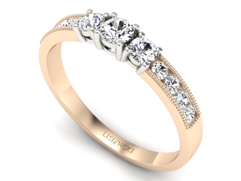 Pierścionek z brylantami białe różowe złoto - p15204bc — zdjęcie 3