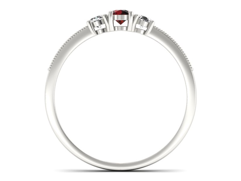 Pierścionek z granatem i brylantami białe złoto - p15204bgr — zdjęcie 2