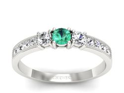 Złoty Pierścionek ze szmaragdem i brylantami - p15204bsm