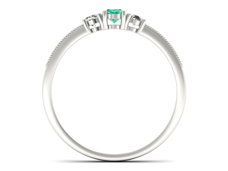 Złoty pierścionek ze szmaragdem i brylantami - p15204bsm — zdjęcie 2