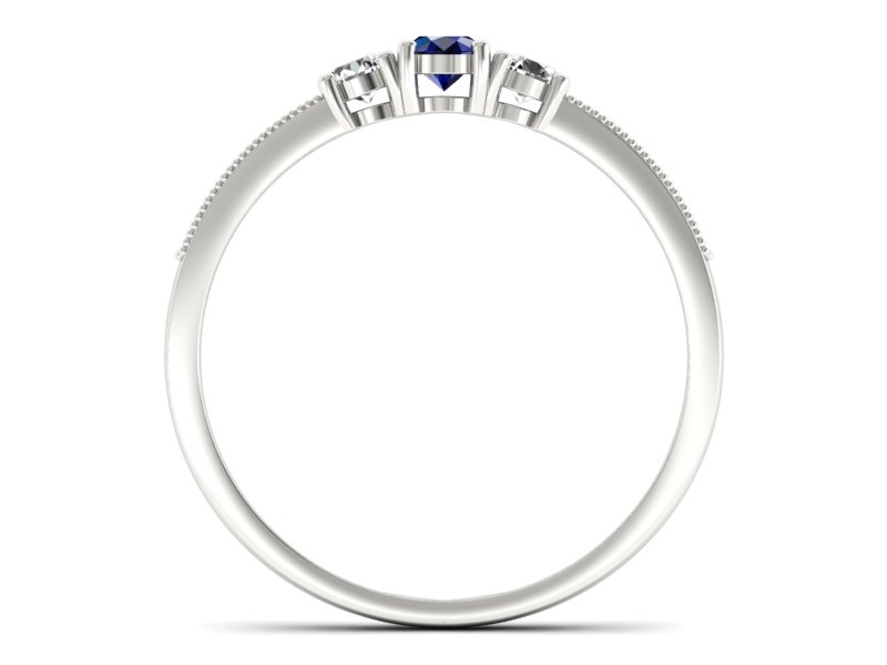 Pierścionek z szafirem i brylantami białe złoto - p15204bsz — zdjęcie 2