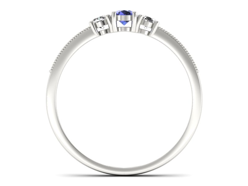 Pierścionek z tanzanitem białe złoto i brylantami - p15204bt — zdjęcie 2