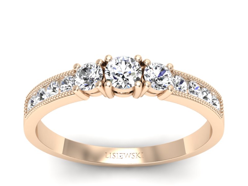 Złoty pierścionek z brylantami różowe złoto - p15204c