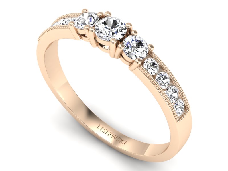 Złoty pierścionek z brylantami różowe złoto - p15204c — zdjęcie 3