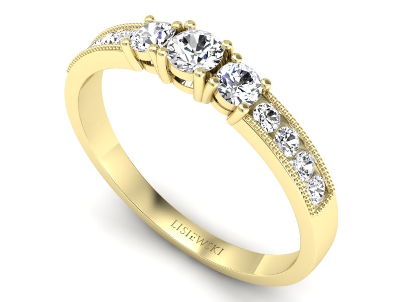 Złoty pierścionek z brylantami żółte złoto - p15204z — zdjęcie 3