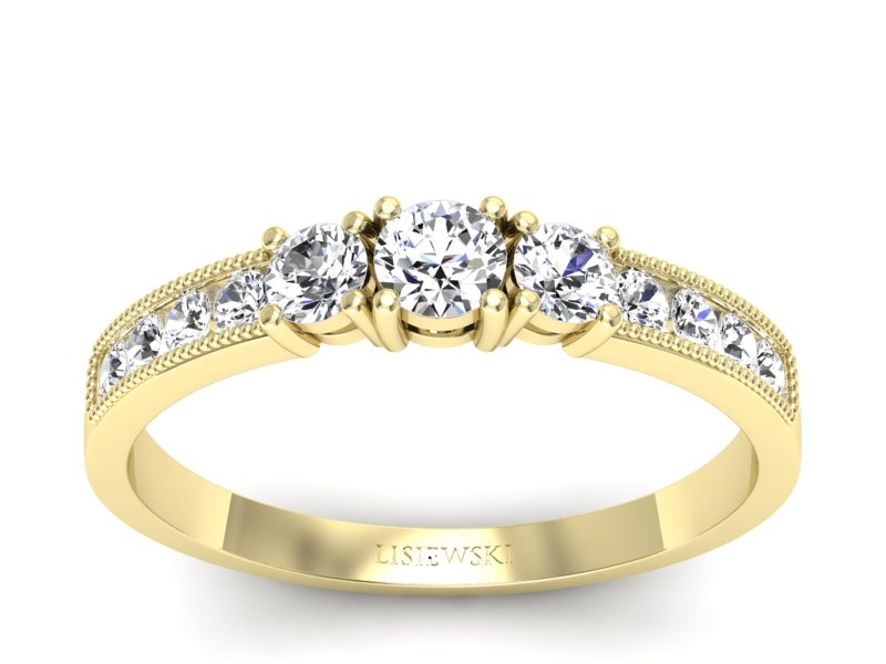 Złoty pierścionek z brylantami żółte złoto - p15204z_P_I