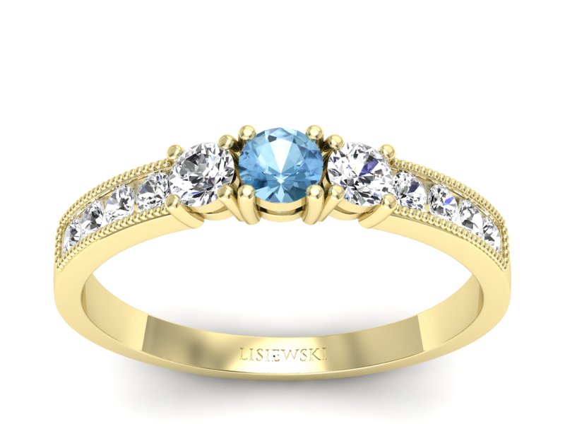 Pierścionek z topazem i brylantami żółte złoto - p15204za