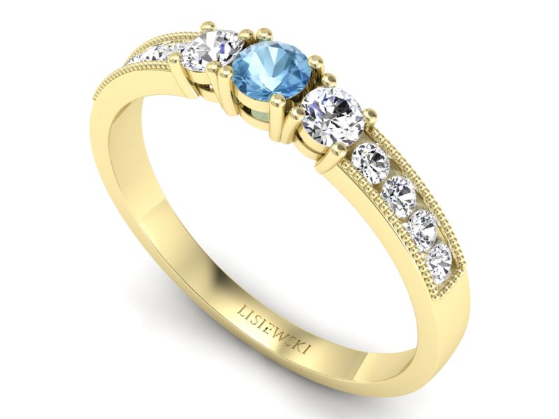 Pierścionek z topazem i brylantami żółte złoto - p15204za — zdjęcie 3