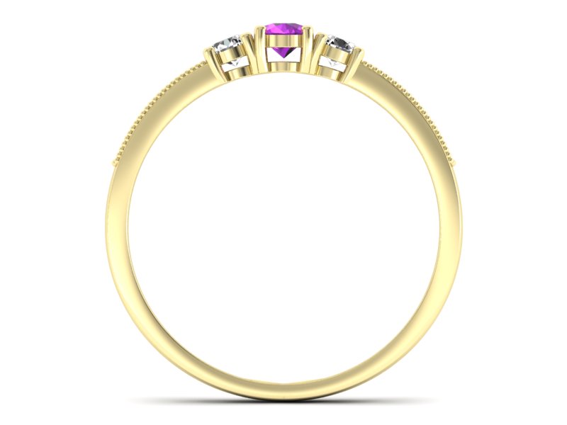 Pierścionek z ametystem i diamentami - p15204zat — zdjęcie 2