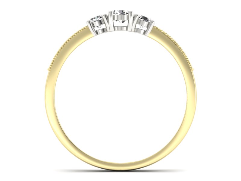 Pierścionek z diamentami żółte i białe złoto - p15204zb — zdjęcie 2