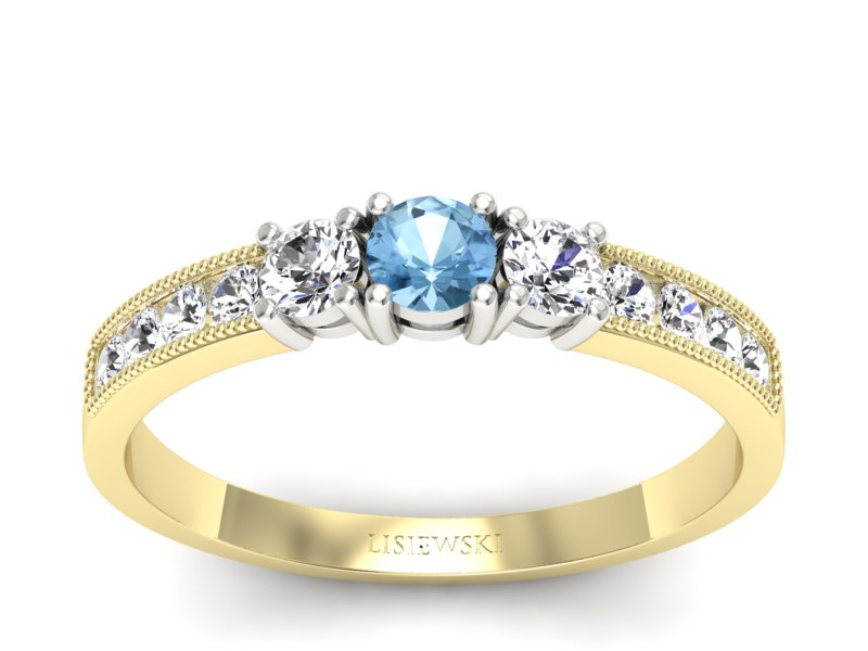 Pierścionek zaręczynowy z topazem i brylantami - p15204zba