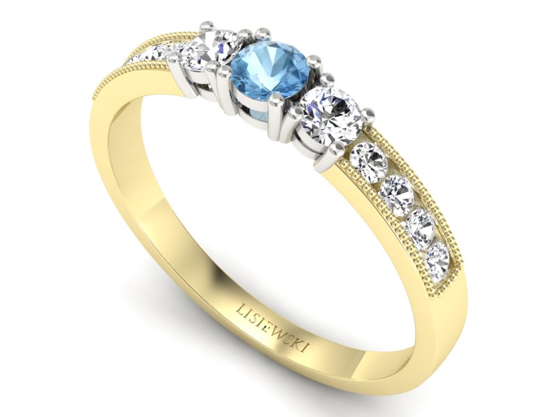 Pierścionek zaręczynowy z topazem i brylantami - p15204zba — zdjęcie 3