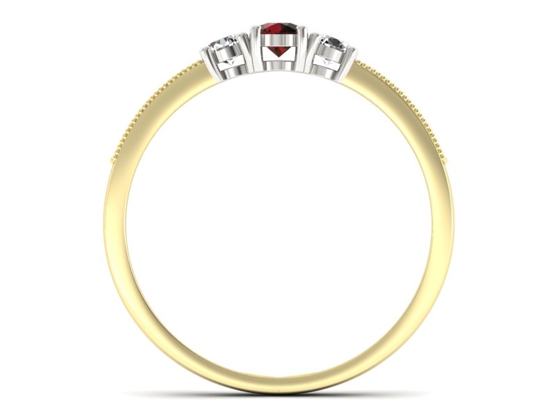 Złoty pierścionek z granatem i brylantami - p15204zbgr — zdjęcie 2