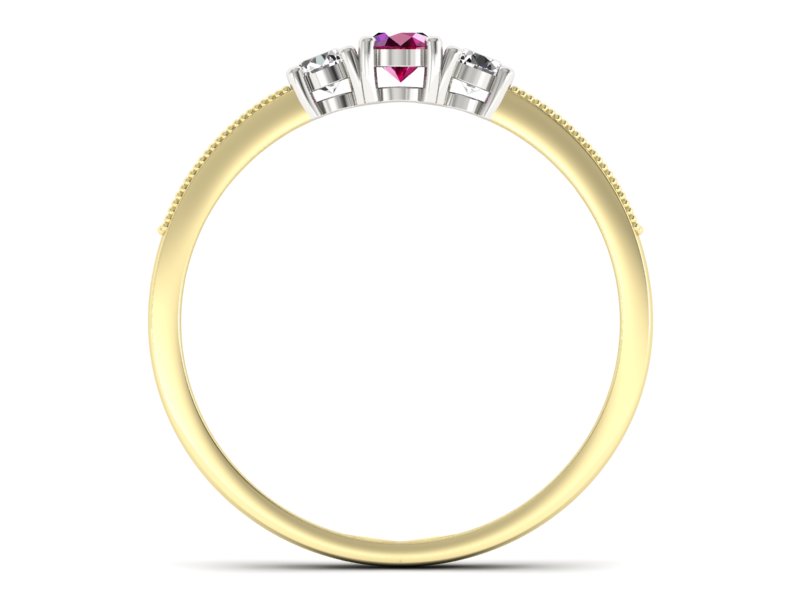 Złoty pierścionek z rubinem i brylantami - p15204zbr — zdjęcie 2