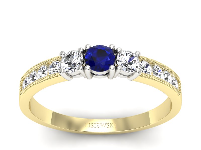 Złoty pierścionek ze spinelem i brylantami - p15204zbsp