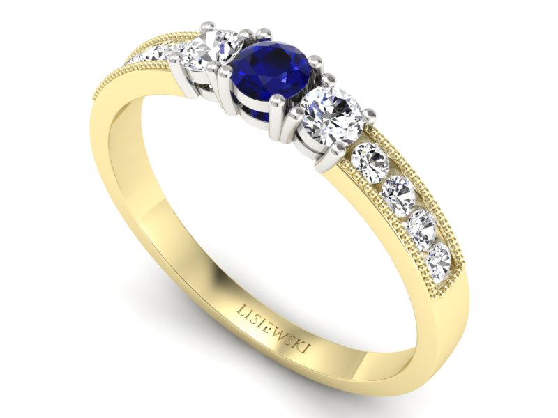 Złoty pierścionek ze spinelem i brylantami - p15204zbsp — zdjęcie 3