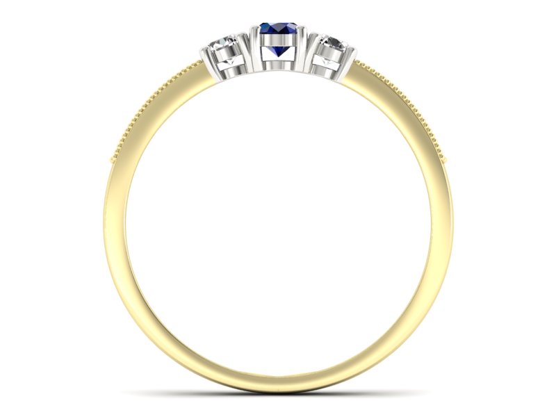 Złoty pierścionek z szafirem i brylantami - p15204zbsz — zdjęcie 2