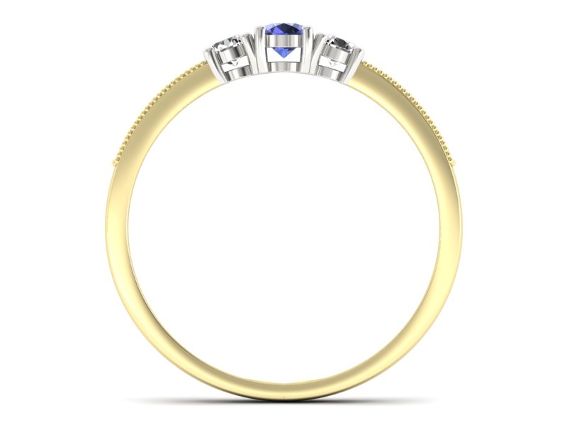 Złoty pierścionek z tanzanitem i brylantami - p15204zbt — zdjęcie 2