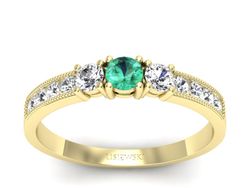 Złoty Pierścionek ze szmaragdem i diamentami - p15204zsm