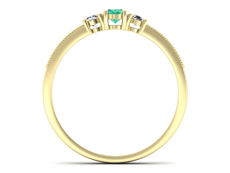 Złoty pierścionek ze szmaragdem i brylantami - p15204zsm — zdjęcie 2