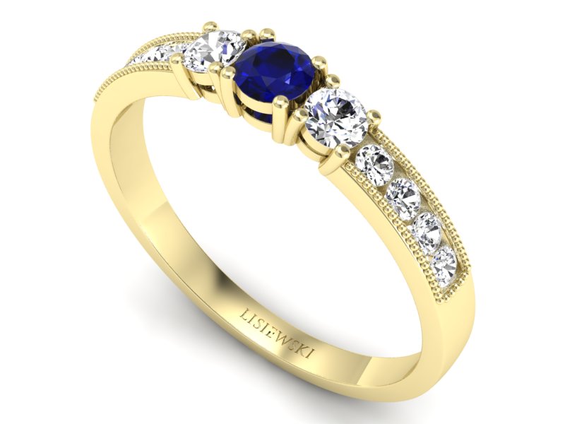 Pierścionek ze spinelem i brylantami żółte złoto - p15204zsp — zdjęcie 3