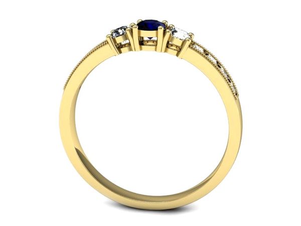 Złoty pierścionek ze spinelem i diamentami - p15204zsp